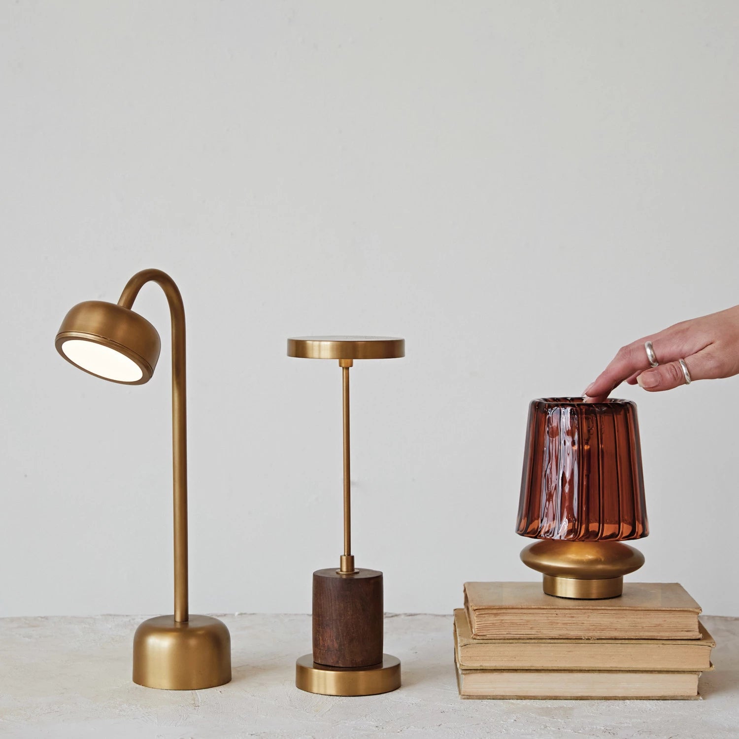 Metal & Wood LED Table Lamp With Touch Sensor