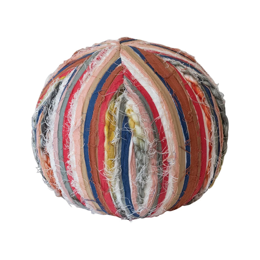 Round Woven Cotton Blend Orb Pillow