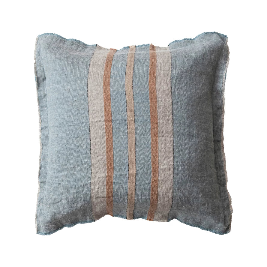 Woven Linen Pillow With Stripes