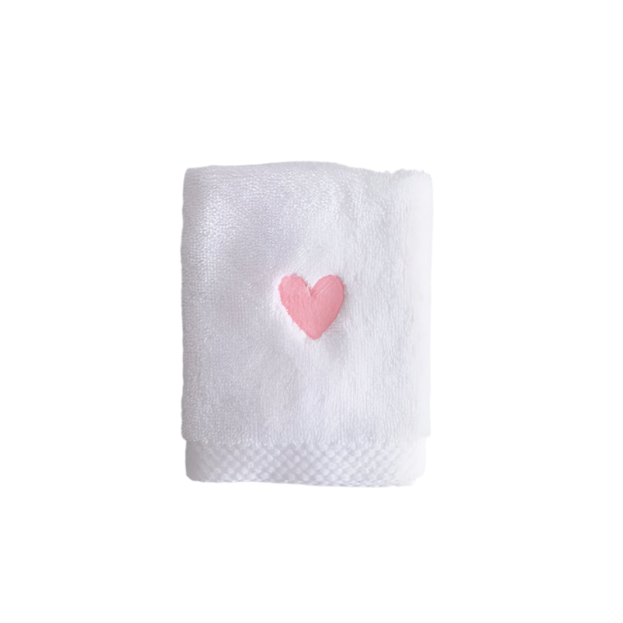 Embroidered Heart Face Towels