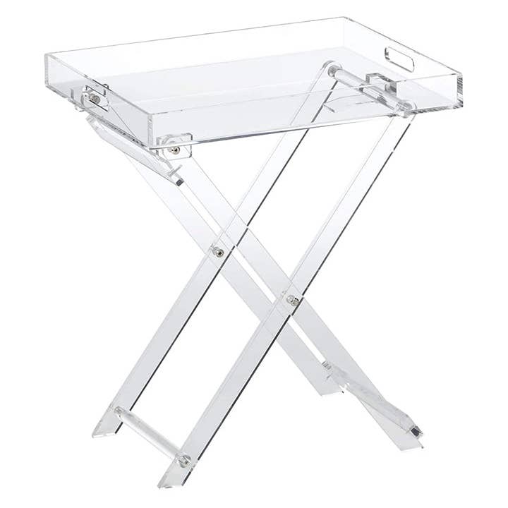 Acrylic Foldable Tray Side Table with Side Handles