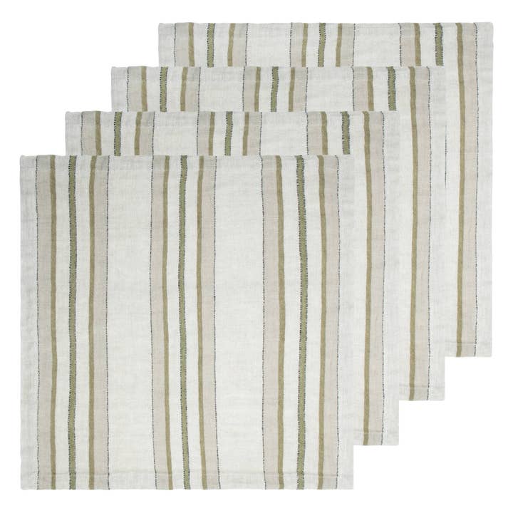 Trio Stripe Linen Napkins Set of 4