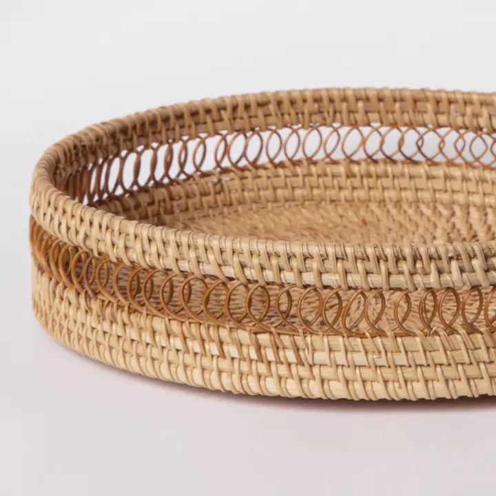 Round Spiral Rattan Tray