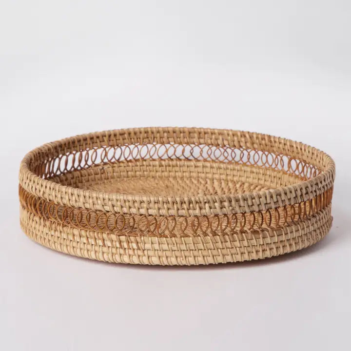 Round Spiral Rattan Tray