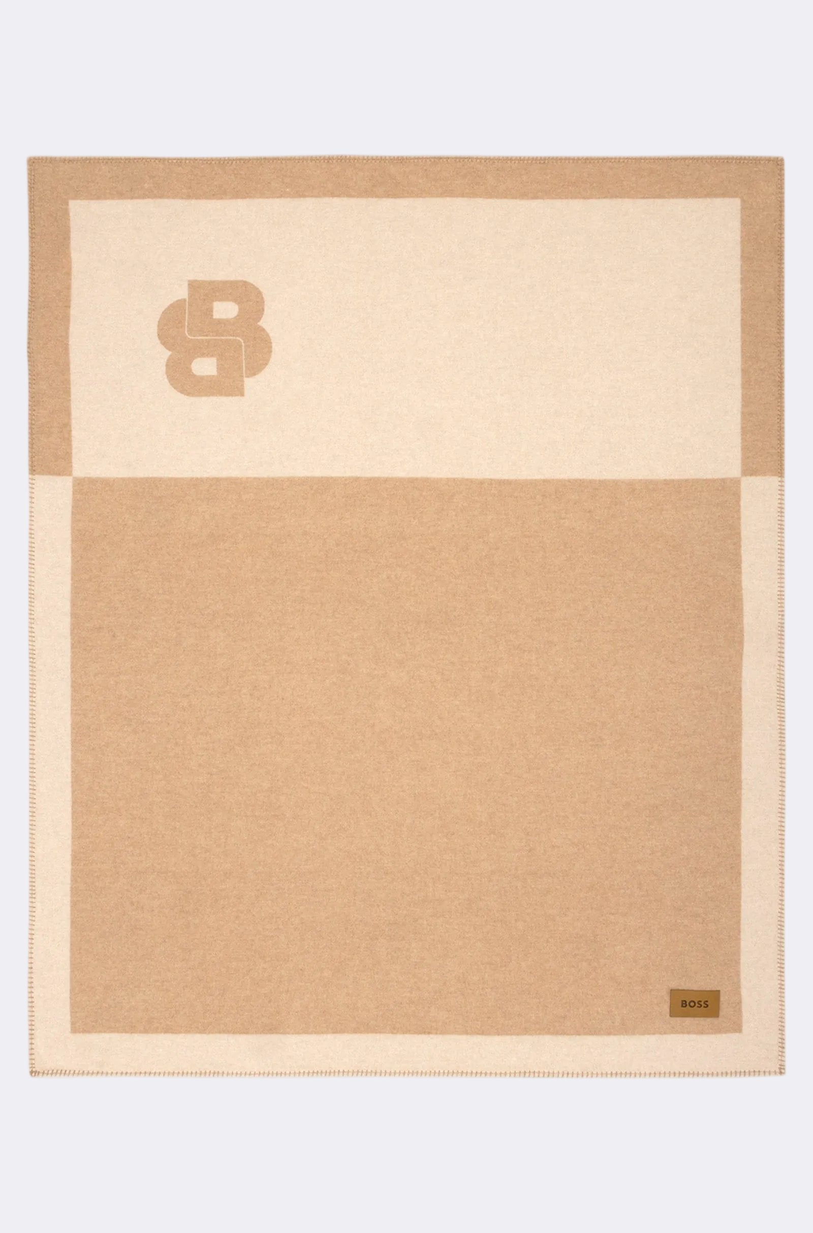 Hugo Boss Wool-Blend Signature Throw with Double B Monogram