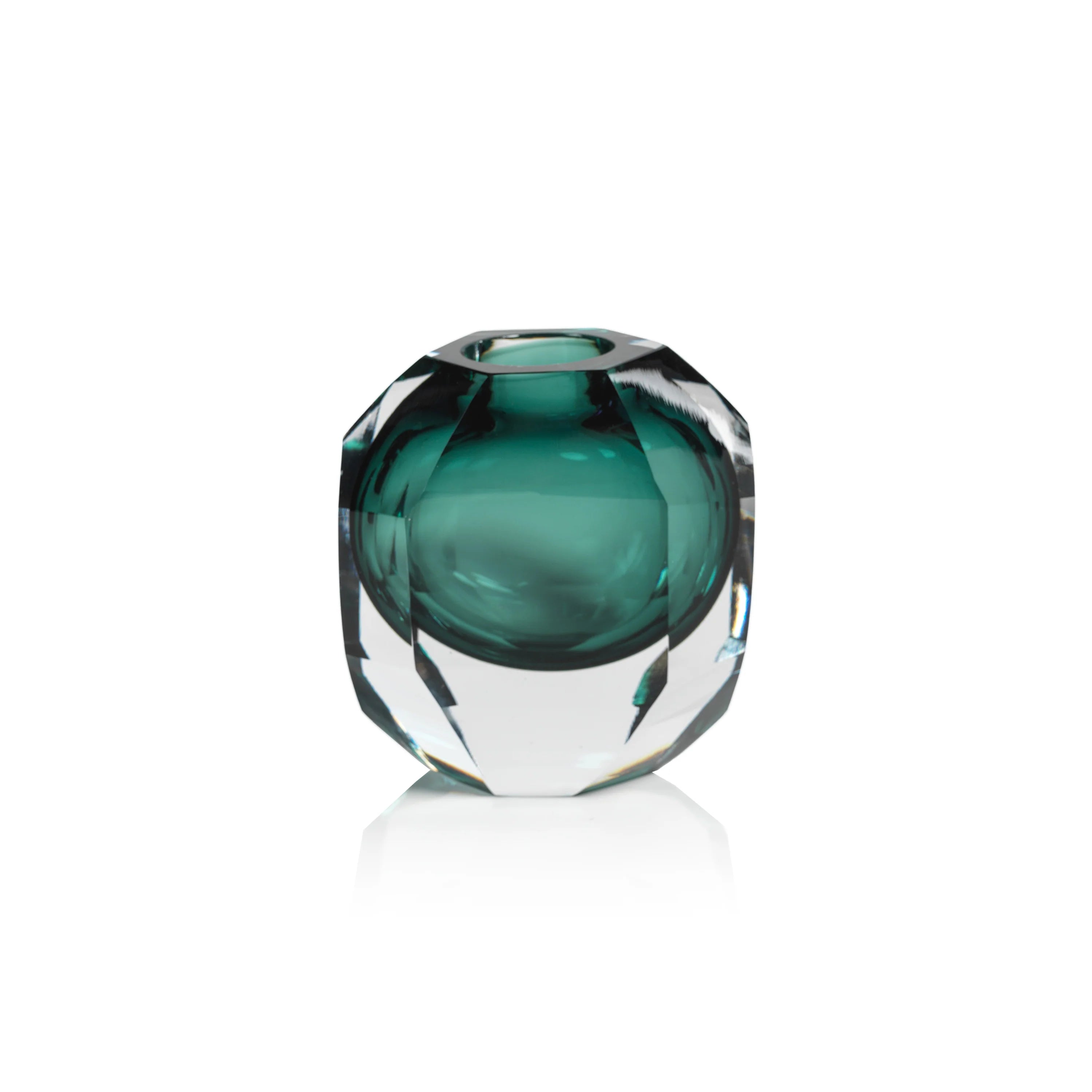 Aman Emerald Cut Glass Vase Small 5”