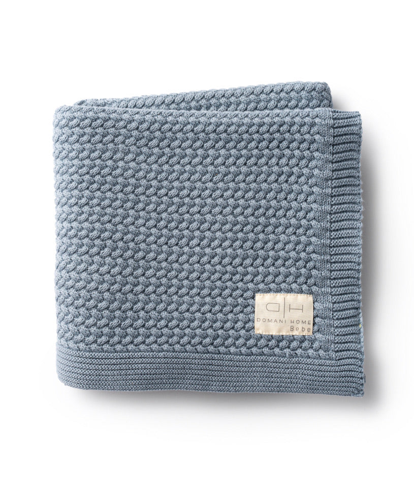 DH Herringbone Blue Baby Blanket
