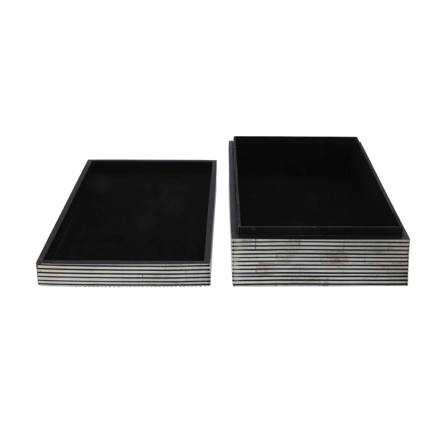 Resin Pinstripe Boxes (Set Of 2)