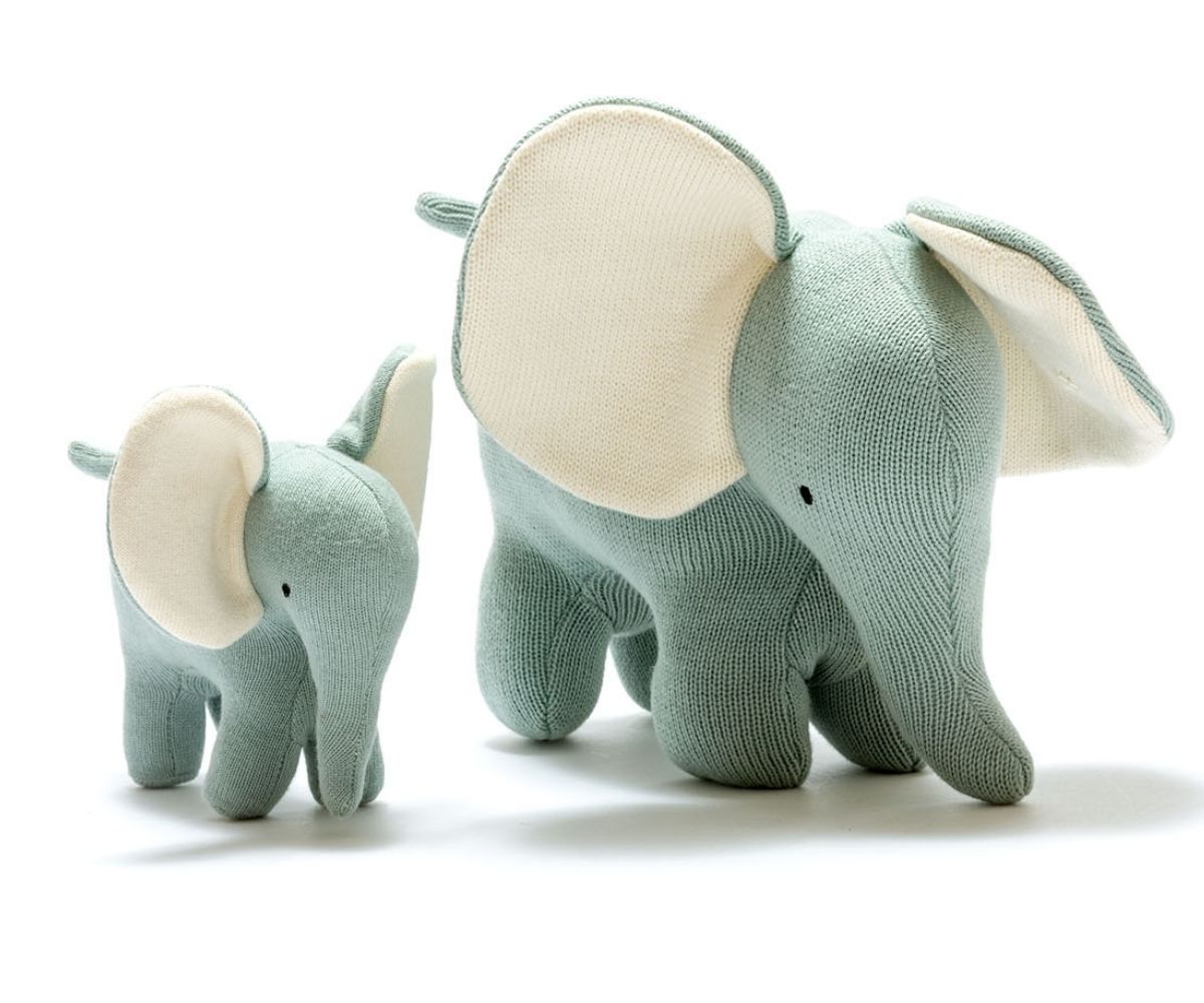 Knitted Organic Cotton Elephant Baby Scandi Toy