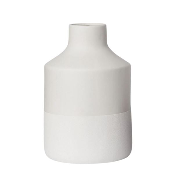 White and White Ceramic Vase — Domani Home