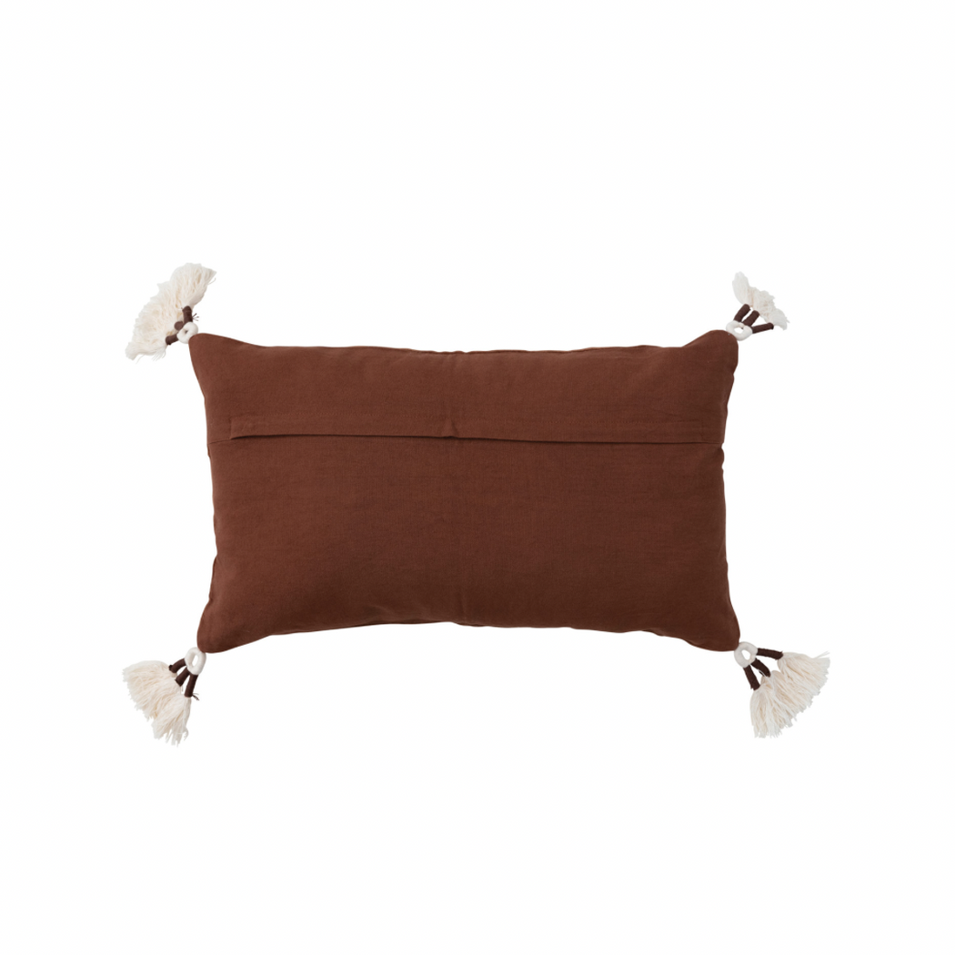 Velvet Brown & Cream Lumbar Accent Pillow