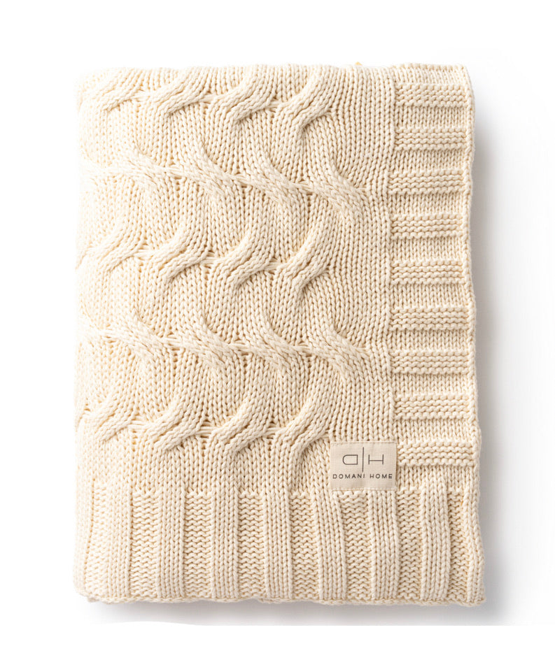 DH Ivory Cable Knit Throw