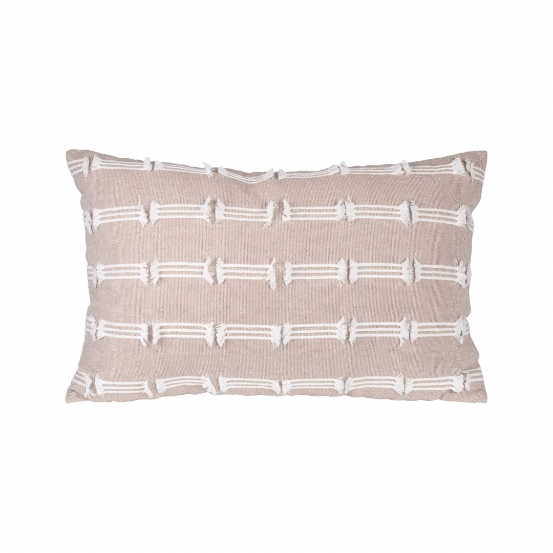 Taupe Line Fringe Pillow