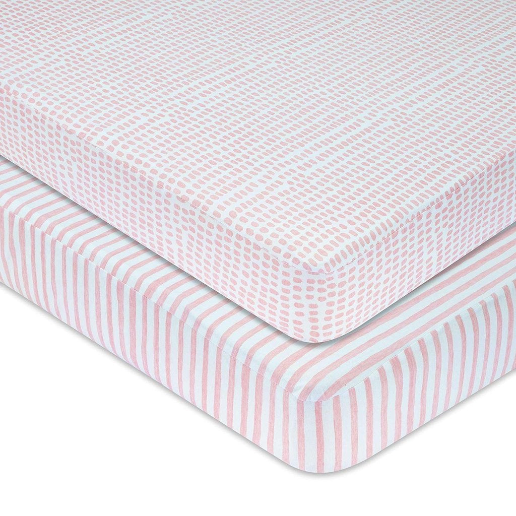 Mauve Stripe Waterproof Crib Sheet Set