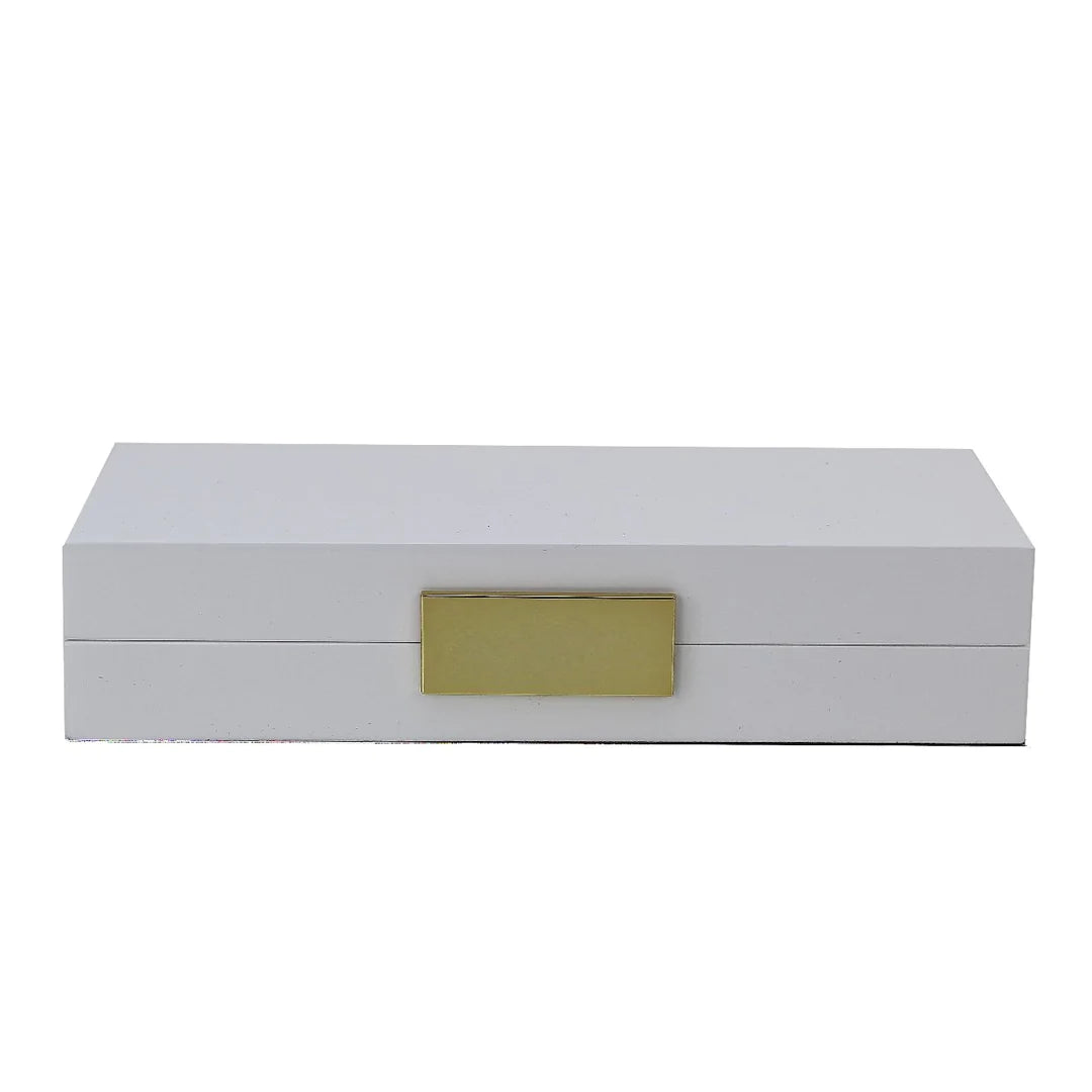 White Lacquer Jewelry Box With Gold Clasp