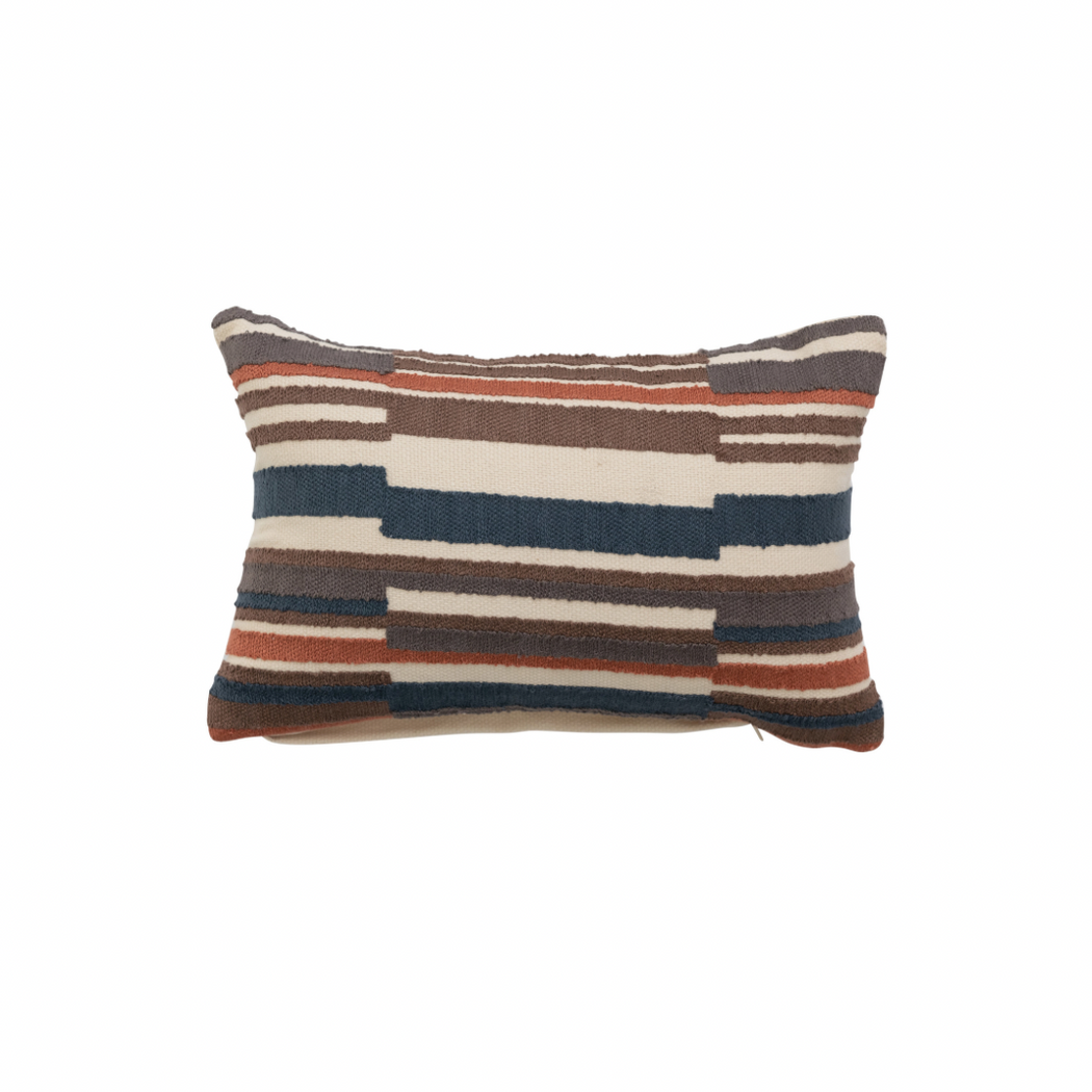 Embroidered Striped Pillow