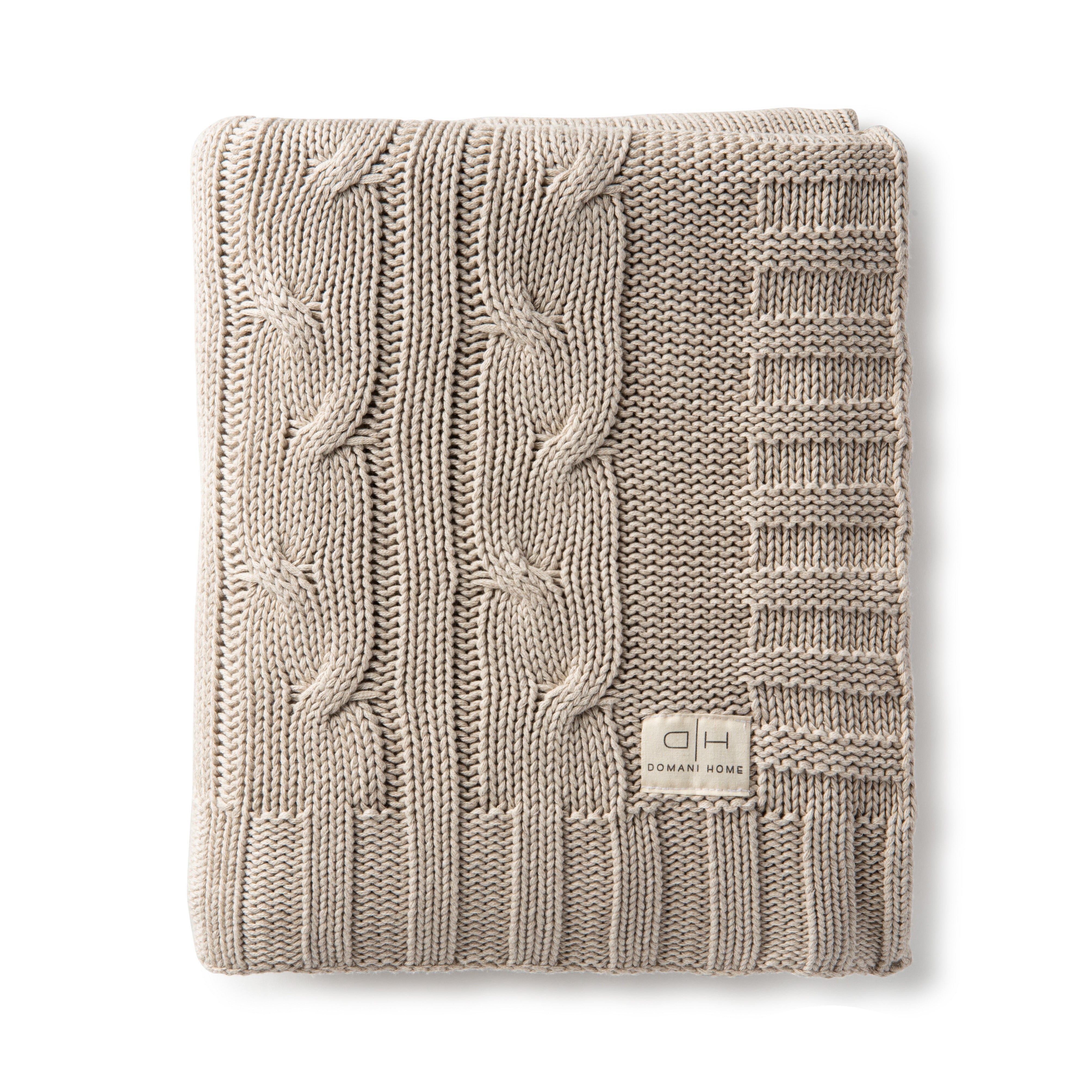 DH Taupe Cable Knit Throw