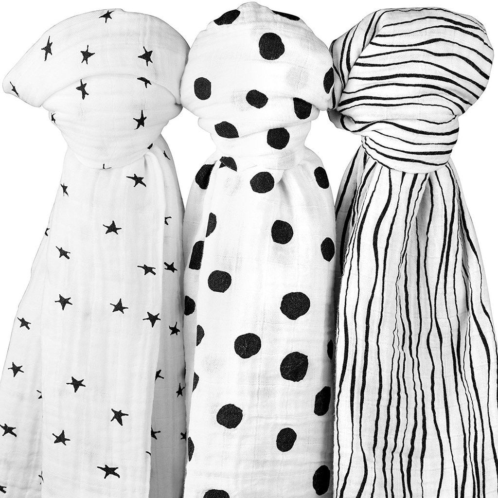 B&W Abstract Swaddle Blanket Set