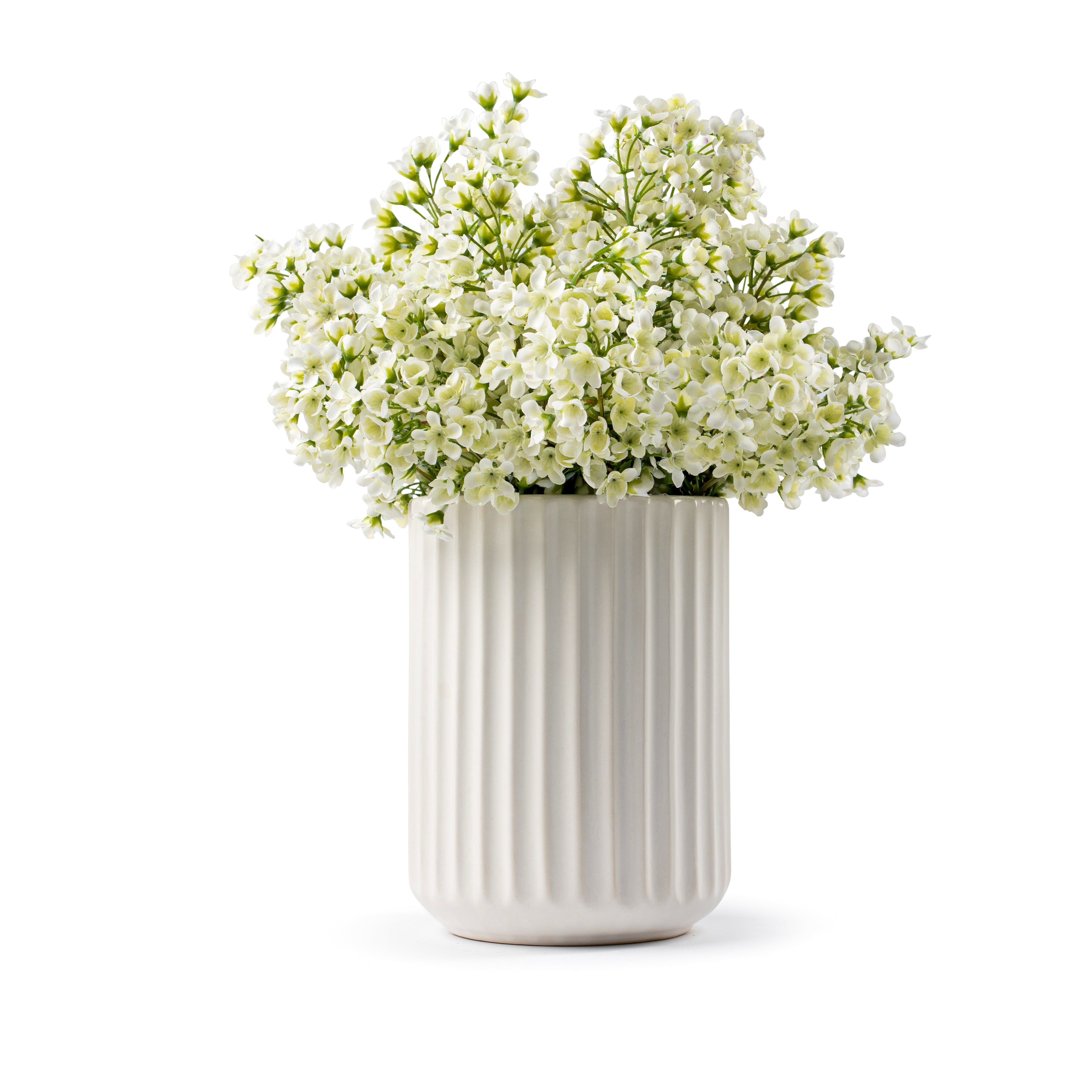 White Bud Ribbed Floral Arrangement
