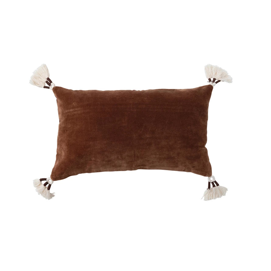 Velvet Brown & Cream Lumbar Accent Pillow