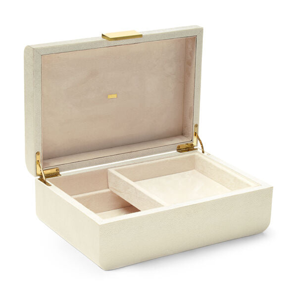 Aerin Shagreen Cream Jewelry Box