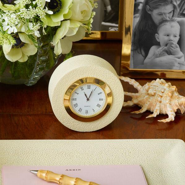 Aerin Cream Shagreen Desk Clock